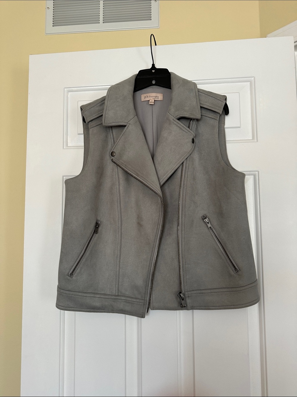 Philosophy Republic Light Gray Suede Moto Vest